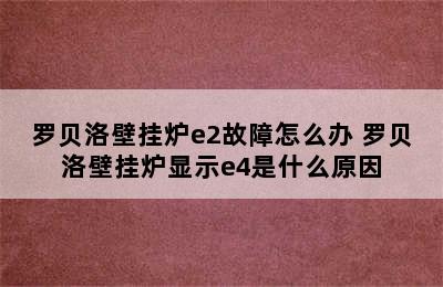 罗贝洛壁挂炉e2故障怎么办 罗贝洛壁挂炉显示e4是什么原因